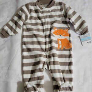 Carter's 6 months NWT fox Fleece striped footed Pajamas. Mixed Bin Z31